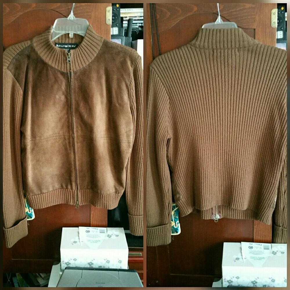 100% genuine leather (suede) panel jacket